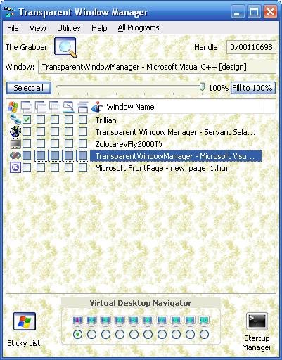 Screenshot of Transparent Window Manager 3.1